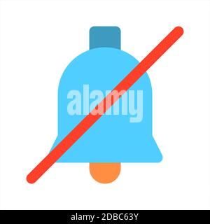 L'icona a forma di campana barrata come simbolo per la modalità silenziosa per disattivare le notifiche o le suonerie, ecc. adatto per interfacce di siti Web, interfacce smartphone e. Illustrazione Vettoriale