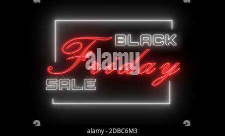 Scritta Black Friday sale in stile neon su sfondo nero Foto Stock