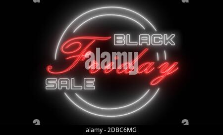 Scritta Black Friday sale in stile neon su sfondo nero Foto Stock