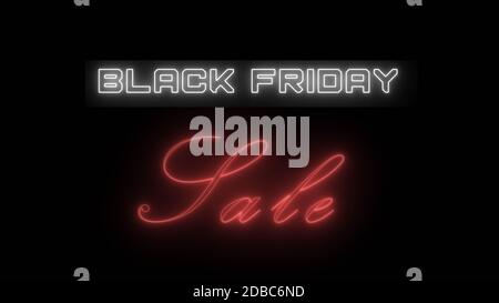 Scritta Black Friday sale in stile neon su sfondo nero Foto Stock