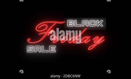 Scritta Black Friday sale in stile neon su sfondo nero Foto Stock