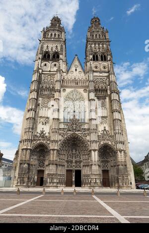 Cattedrale gotica di Saint Gatien di Tours, Valle della Loira in Francia Foto Stock