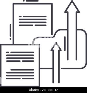 Icona di visualizzazione, illustrazione lineare isolata, vettore a linee sottili, segno di disegno web, simbolo di concetto di contorno con tratto modificabile su sfondo bianco. Illustrazione Vettoriale