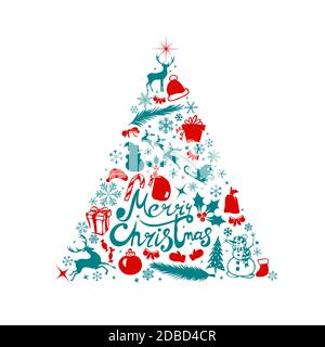 Buon Natale. Un albero di Natale fatto di elementi grafici. Illustrazione vettoriale Illustrazione Vettoriale
