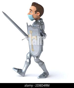 Illustrazione 3D di un personaggio cartoon con una maschera Foto Stock