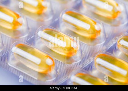 capsule mediche in closeup Foto Stock