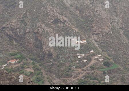 Case isolate nel Parco Rurale di Nublo. Tejeda. Gran Canaria. Isole Canarie. Spagna. Foto Stock