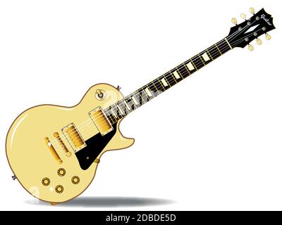 La definitiva rock and roll chitarra in crema, isolate su uno sfondo bianco. Foto Stock