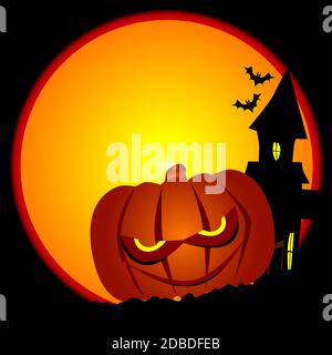 Scena di zucca malvagia halloween, facilmente editabile, senza sbiaditi o mesh, font originale, Foto Stock