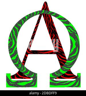 La alfa omega lettere dall'alfabeto greco. Foto Stock