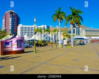 Port Louis, isola di Mauritius - 19 Giugno 2014 : veduta del Caudan Waterfront a Port Louis, capitale dell'isola di Mauritius Foto Stock