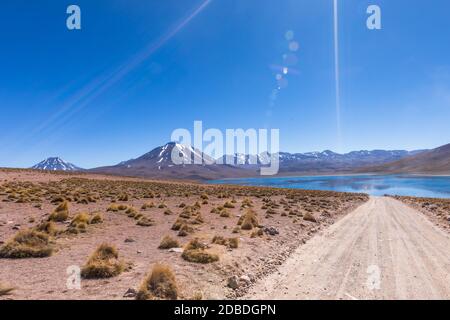 Lagunas Altiplanicas, Miscanti y Miniques, splendida vista sul deserto di Atacama. Cile, Sud America. Foto Stock