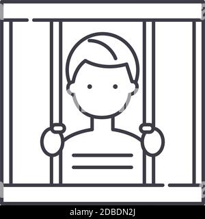 Icona jail, illustrazione lineare isolata, vettore di linea sottile, segno di disegno di fotoricettore, simbolo di concetto di contorno con tratto modificabile su sfondo bianco. Illustrazione Vettoriale