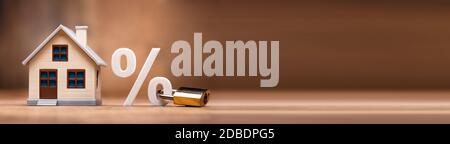 Blocca tasso di interesse Casa. Segno percentuale bloccato Foto Stock