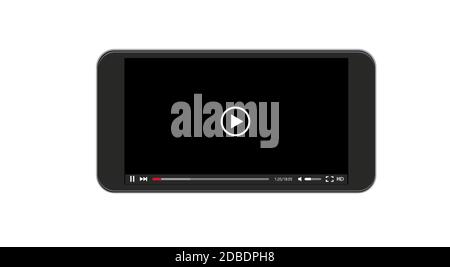 Finestra del lettore video vettoriale moderno. Schermo dello smartphone su sfondo bianco. Illustrazione Vettoriale