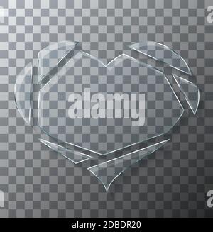 Vector Modern Concept Broken Heart Glass su sfondo trasparente. Illustrazione Vettoriale