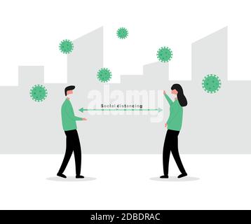 Illustrazione del concetto di distanziamento sociale del progetto Illustrazione Vettoriale
