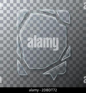 Vector Modern Concept Broken bubble speech glass su sfondo trasparente. Illustrazione Vettoriale