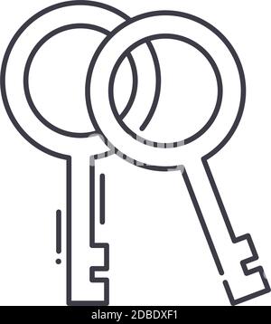 Icona chiave jail, illustrazione lineare isolata, vettore di linea sottile, segno di disegno web, simbolo di concetto di contorno con tratto modificabile su sfondo bianco. Illustrazione Vettoriale