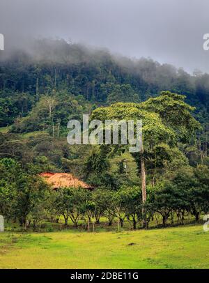 Casa colonica ai piedi di una collina nel centro della Costa Rica Foto Stock