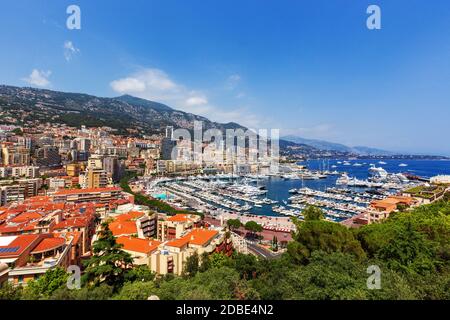 Bella vista panoramica su Monte Carlo, Monaco, Cote d'Azur, Europa Foto Stock