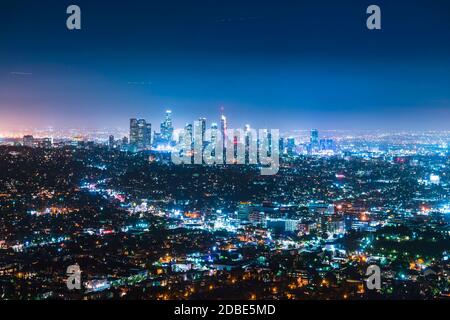 los angeles, california, usa, 05-17-17: skyline di los angeles di notte. Foto Stock