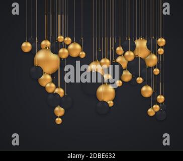 Mappa globale di concetto e palle di Natale Illustrazione Vettoriale