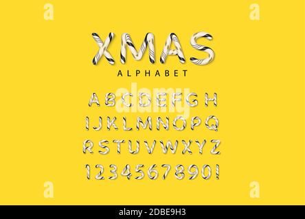 Candy cane alfabeto di natale Illustrazione Vettoriale