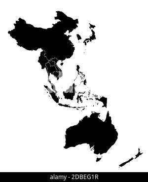 Mappa moderna del partenariato economico regionale globale (RCEP). Illustrazione vettoriale Illustrazione Vettoriale