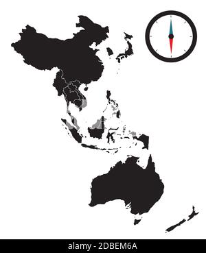 Mappa moderna del partenariato economico regionale globale (RCEP). Illustrazione vettoriale Illustrazione Vettoriale