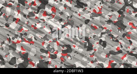 Grigio Rosso Army Camouflage sfondo. Uniforme militare abbigliamento Texture. Seamless Combat Uniform. Foto Stock