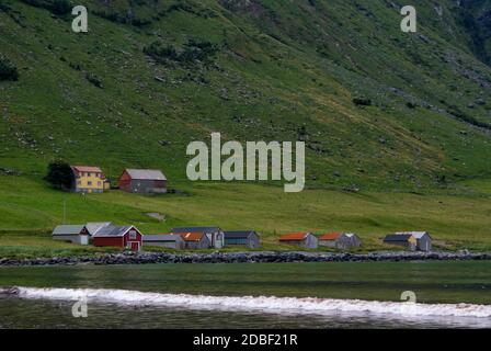 Spiaggia di Refviksanden sull'isola di Vagsoy vicino Maloy Foto Stock