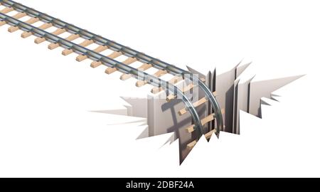 Concetto di incidente ferroviario rappresentazione 3D isolata su sfondo bianco Foto Stock
