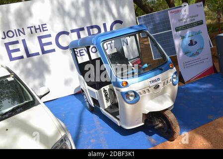 AUROVILLE, INDIA - 05 giugno 2018: Indian Electric Vehicles Foto Stock