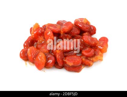 Mucchio di semi di melone amaro rosso, appiccicoso - momordica charantia - isolato su fondo bianco Foto Stock