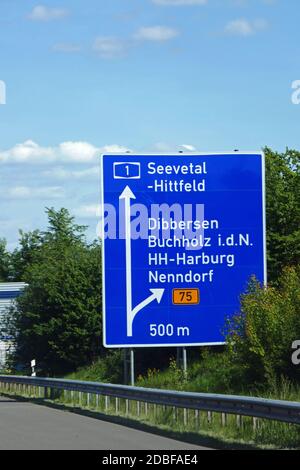 Autostrada federale uscita Seevetal, Hittfeld, Dibbersen Foto Stock