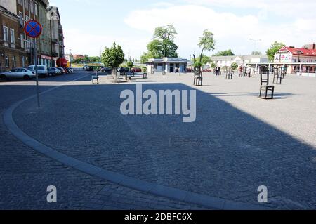 Piazza degli Eroi del Ghetto a Cracovia, Polonia Foto Stock