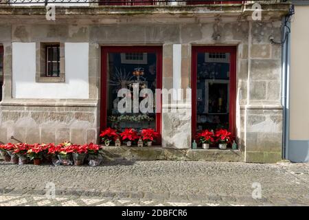 Vetrina del negozio di Natale nel centro di Angra do Heroismo Isola di Terceira nelle Azzorre Portogallo Foto Stock