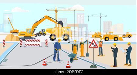 Costruzione di strade e costruzioni edili Foto Stock