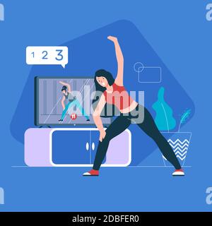 Illustrazione vettoriale del personal trainer online Illustrazione Vettoriale