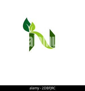 N logo della natura ecologia Green LIFE sanità. Illustrazione Vettoriale