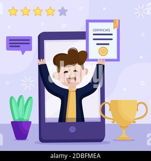 Illustrazione del concetto di certificazione online illustrazione del vettore Illustrazione Vettoriale