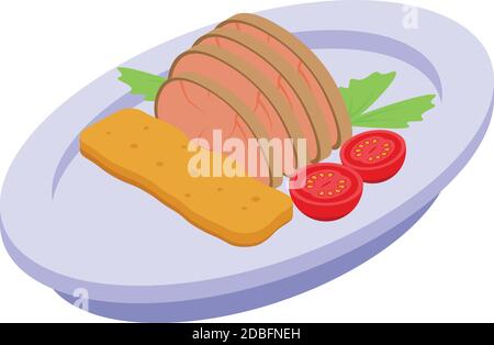 Icona del piatto di carne del ristorante. Isometrica del vettore di piatto di carne del ristorante per il web design isolato su sfondo bianco Illustrazione Vettoriale