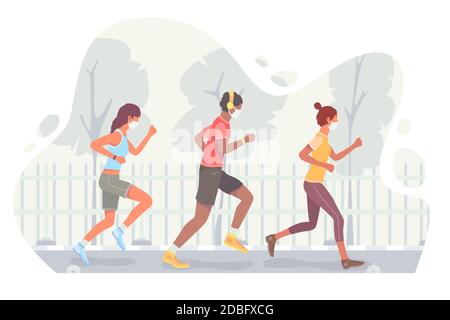 Guide con maschere facciali esterni illustrazione vettoriale Illustrazione Vettoriale