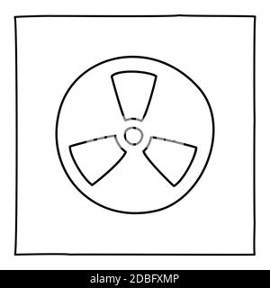 Icona o logo di pericolo Doodle, disegnati a mano con una sottile linea nera. Illustrazione Vettoriale