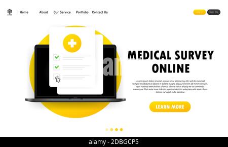 Elenco dei moduli medici con i dati dei risultati e il segno di spunta approvato. Documento della lista di controllo clinica sul portatile. Assicurazione online elettronica, servizio di medicina Illustrazione Vettoriale