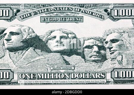 Monte Rushmore con sculture di presidenti americani dal denaro Foto Stock