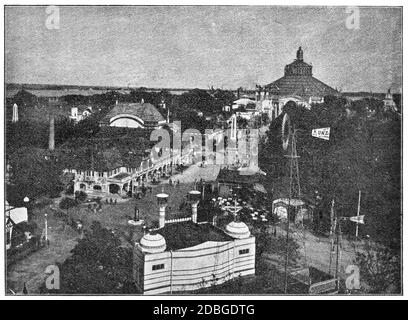 Fiera mondiale di Vienna, 1873. Vista aerea. Illustrazione del 19 ° secolo. Sfondo bianco. Foto Stock