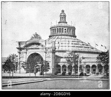 La rotonda, il centro della mostra. Fiera mondiale di Vienna, 1873. Illustrazione del 19 ° secolo. Sfondo bianco. Foto Stock