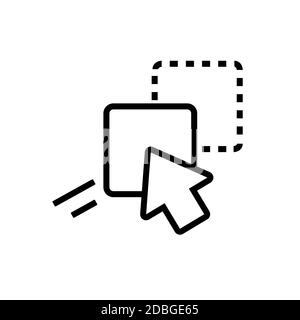 Icona di trascinamento. Cursore, puntatore, mouse del computer. Icona della linea di trascinamento. Vettore su sfondo bianco isolato. EPS 10 Illustrazione Vettoriale
